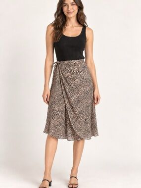 Urban Romantics Leopard Print Wrap Midi Skirt